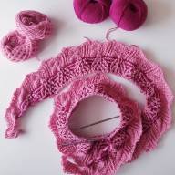 &#039;Pink &amp; Dark Red&#039; Crescent Lace Shawlette - 'Pink & Dark Red' Crescent Lace Shawlette