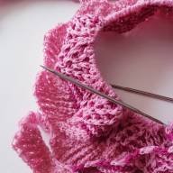 &#039;Pink &amp; Dark Red&#039; Crescent Lace Shawlette - 'Pink & Dark Red' Crescent Lace Shawlette