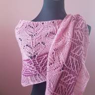 &#039;Pink &amp; Dark Red&#039; Crescent Lace Shawlette - 'Pink & Dark Red' Crescent Lace Shawlette