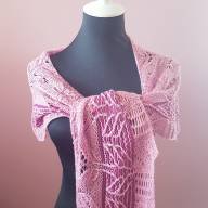 &#039;Pink &amp; Dark Red&#039; Crescent Lace Shawlette - 'Pink & Dark Red' Crescent Lace Shawlette