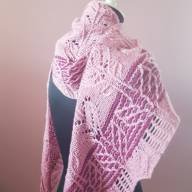 &#039;Pink &amp; Dark Red&#039; Crescent Lace Shawlette - 'Pink & Dark Red' Crescent Lace Shawlette