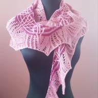 &#039;Pink &amp; Dark Red&#039; Crescent Lace Shawlette - 'Pink & Dark Red' Crescent Lace Shawlette