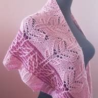 &#039;Pink &amp; Dark Red&#039; Crescent Lace Shawlette - 'Pink & Dark Red' Crescent Lace Shawlette