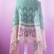 &#039;Green &amp; Buttermilk&#039; Triangular Large Lace Shawl - 'Green & Buttermilk' Triangular Large Lace Shawl
