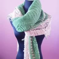 &#039;Green &amp; Buttermilk&#039; Triangular Large Lace Shawl - 'Green & Buttermilk' Triangular Large Lace Shawl