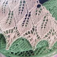 &#039;Green &amp; Buttermilk&#039; Triangular Large Lace Shawl - 'Green & Buttermilk' Triangular Large Lace Shawl