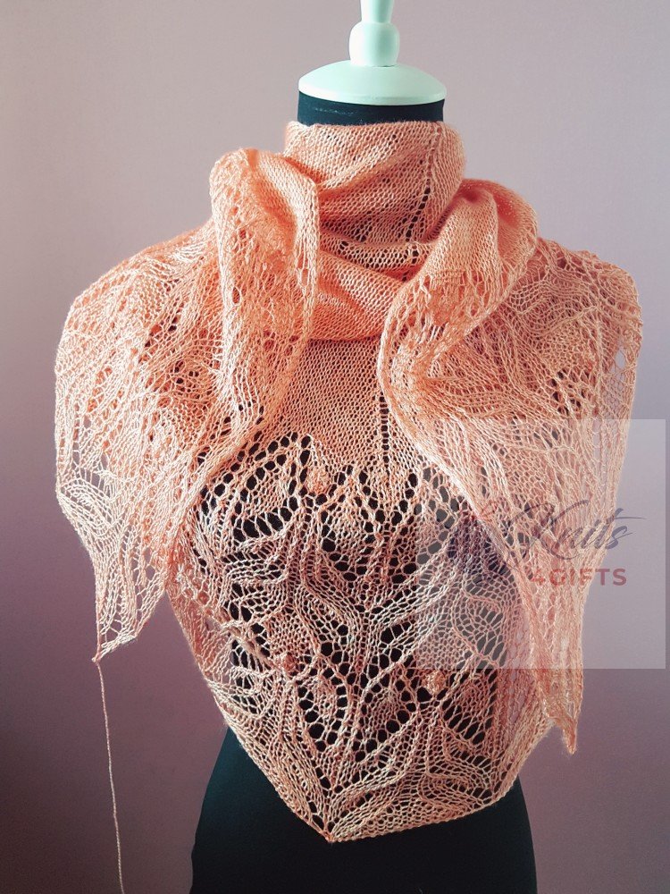 'Angels in Pink' Crescent Lace Shawl