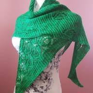 &#039;Green Leaves&#039; Triangular Shawlette - 'Green Leaves' Triangular Shawlette