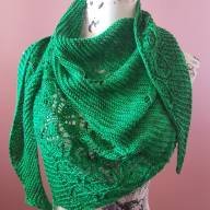 &#039;Green Leaves&#039; Triangular Shawlette - 'Green Leaves' Triangular Shawlette