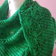 &#039;Green Leaves&#039; Triangular Shawlette - 'Green Leaves' Triangular Shawlette