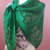 &#039;Green Leaves&#039; Triangular Shawlette - 'Green Leaves' Triangular Shawlette
