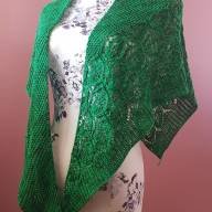 &#039;Green Leaves&#039; Triangular Shawlette - 'Green Leaves' Triangular Shawlette