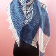 &#039;Blue &amp; Grey&#039; Triangular Shawl - 'Blue & Grey' Triangular Shawl