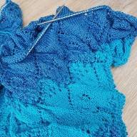 &#039;Blue Tonals&#039; Large Triangular Textured Shawl - 'Blue Tonals' Large Triangular Textured Shawl