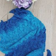 &#039;Blue Tonals&#039; Large Triangular Textured Shawl - 'Blue Tonals' Large Triangular Textured Shawl