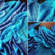 &#039;Blue Tonals&#039; Large Triangular Textured Shawl - 'Blue Tonals' Large Triangular Textured Shawl