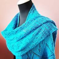 &#039;Blue Tonals&#039; Large Triangular Textured Shawl - 'Blue Tonals' Large Triangular Textured Shawl