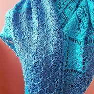 &#039;Blue Tonals&#039; Large Triangular Textured Shawl - 'Blue Tonals' Large Triangular Textured Shawl