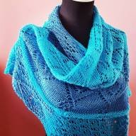 &#039;Blue Tonals&#039; Large Triangular Textured Shawl - 'Blue Tonals' Large Triangular Textured Shawl