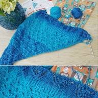 &#039;Blue Tonals&#039; Large Triangular Textured Shawl - 'Blue Tonals' Large Triangular Textured Shawl