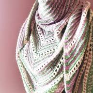 'Green, Pink &amp; Buttermilk' Triangular Lace Shawl - 'Green, Pink & Buttermilk' Triangular Lace Shawl