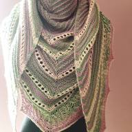 'Green, Pink &amp; Buttermilk' Triangular Lace Shawl - 'Green, Pink & Buttermilk' Triangular Lace Shawl