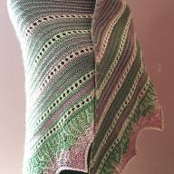 'Green, Pink &amp; Buttermilk' Triangular Lace Shawl - 'Green, Pink & Buttermilk' Triangular Lace Shawl