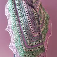 'Green, Pink &amp; Buttermilk' Triangular Lace Shawl - 'Green, Pink & Buttermilk' Triangular Lace Shawl