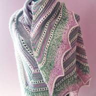 'Green, Pink &amp; Buttermilk' Triangular Lace Shawl - 'Green, Pink & Buttermilk' Triangular Lace Shawl