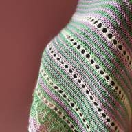'Green, Pink &amp; Buttermilk' Triangular Lace Shawl - 'Green, Pink & Buttermilk' Triangular Lace Shawl