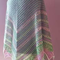 'Green, Pink &amp; Buttermilk' Triangular Lace Shawl - 'Green, Pink & Buttermilk' Triangular Lace Shawl