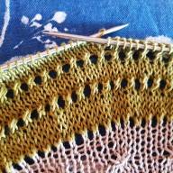 &#039;Green, Pink &amp; Grey Lace&#039; Crescent Shawl - 'Green, Pink & Grey Lace' Crescent Shawl