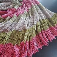 &#039;Green, Pink &amp; Grey Lace&#039; Crescent Shawl - 'Green, Pink & Grey Lace' Crescent Shawl