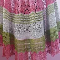 &#039;Green, Pink &amp; Grey Lace&#039; Crescent Shawl - 'Green, Pink & Grey Lace' Crescent Shawl