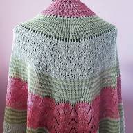 &#039;Green, Pink &amp; Grey Lace&#039; Crescent Shawl - 'Green, Pink & Grey Lace' Crescent Shawl