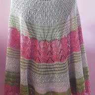 &#039;Green, Pink &amp; Grey Lace&#039; Crescent Shawl - 'Green, Pink & Grey Lace' Crescent Shawl