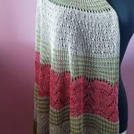 &#039;Green, Pink &amp; Grey Lace&#039; Crescent Shawl - 'Green, Pink & Grey Lace' Crescent Shawl