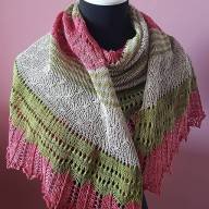 &#039;Green, Pink &amp; Grey Lace&#039; Crescent Shawl - 'Green, Pink & Grey Lace' Crescent Shawl