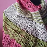 &#039;Green, Pink &amp; Grey Lace&#039; Crescent Shawl - 'Green, Pink & Grey Lace' Crescent Shawl