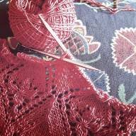 &#039;Dark Orange Roses&#039; Crescent Lace Shawlette - 'Dark Orange Roses' Crescent Lace Shawlette