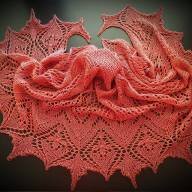 &#039;Dark Orange Roses&#039; Crescent Lace Shawlette - 'Dark Orange Roses' Crescent Lace Shawlette