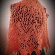 &#039;Dark Orange Roses&#039; Crescent Lace Shawlette - 'Dark Orange Roses' Crescent Lace Shawlette