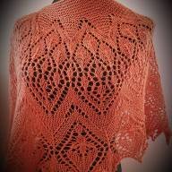 &#039;Dark Orange Roses&#039; Crescent Lace Shawlette - 'Dark Orange Roses' Crescent Lace Shawlette