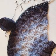 &#039;Grey to Black Gradient&#039; Crescent Lace Shawl - 'Grey to Black Gradient' Crescent Lace Shawl