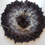 &#039;Grey to Black Gradient&#039; Crescent Lace Shawl - 'Grey to Black Gradient' Crescent Lace Shawl