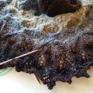 &#039;Grey to Black Gradient&#039; Crescent Lace Shawl - 'Grey to Black Gradient' Crescent Lace Shawl