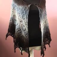 &#039;Grey to Black Gradient&#039; Crescent Lace Shawl - 'Grey to Black Gradient' Crescent Lace Shawl