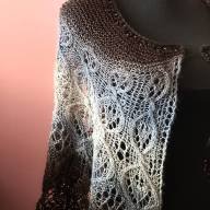 &#039;Grey to Black Gradient&#039; Crescent Lace Shawl - 'Grey to Black Gradient' Crescent Lace Shawl