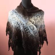 &#039;Grey to Black Gradient&#039; Crescent Lace Shawl - 'Grey to Black Gradient' Crescent Lace Shawl