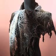 &#039;Grey to Black Gradient&#039; Crescent Lace Shawl - 'Grey to Black Gradient' Crescent Lace Shawl